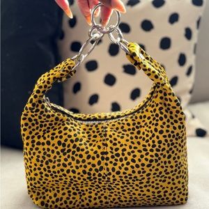 Urban Outfitters Christiane Real Cow Hyde Leather Mini Hobo Leaopard Print